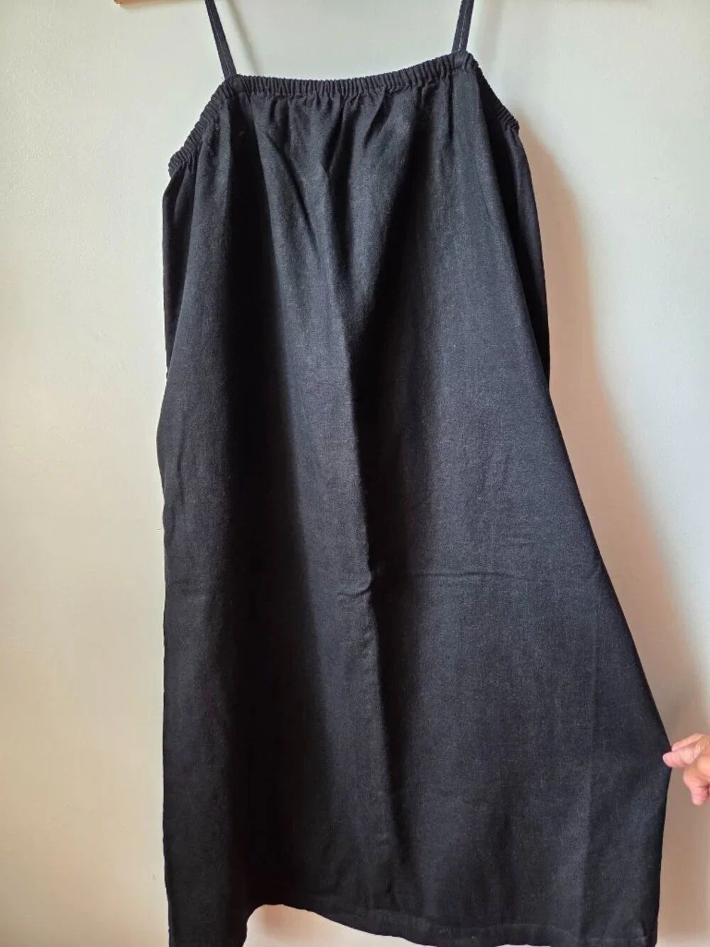 EUC LIKE NEW A NEW DAY BLACK LINEN BLEND MIDI TANK MINIMALIST DRESS SIZE S